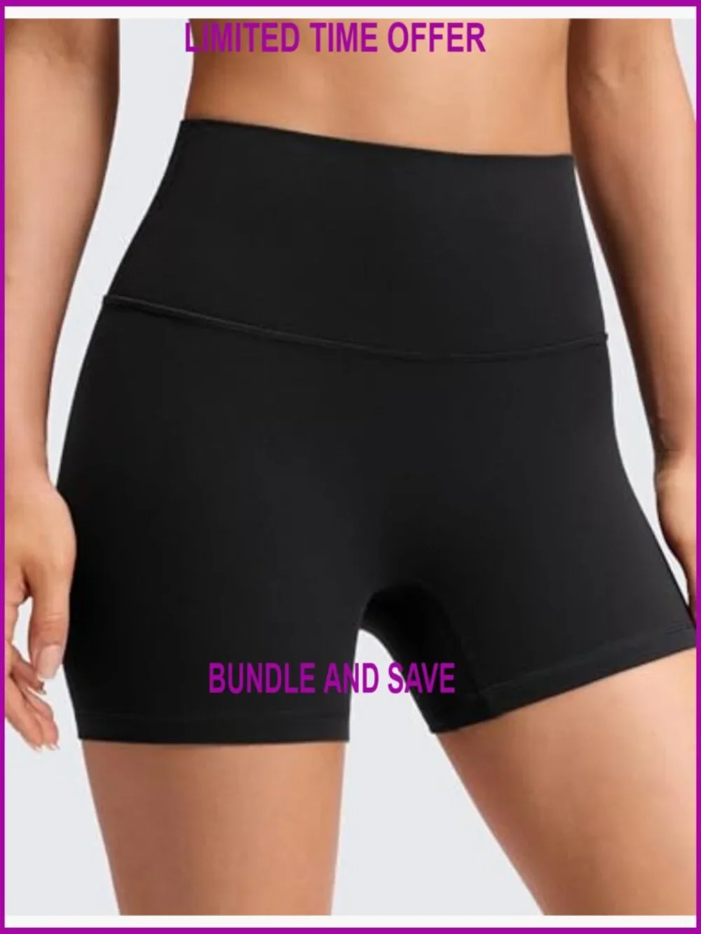 Butterluxe No Front Seam Biker Shorts 4" High Waisted Lounge Pilates Workout - Picture 4 of 5